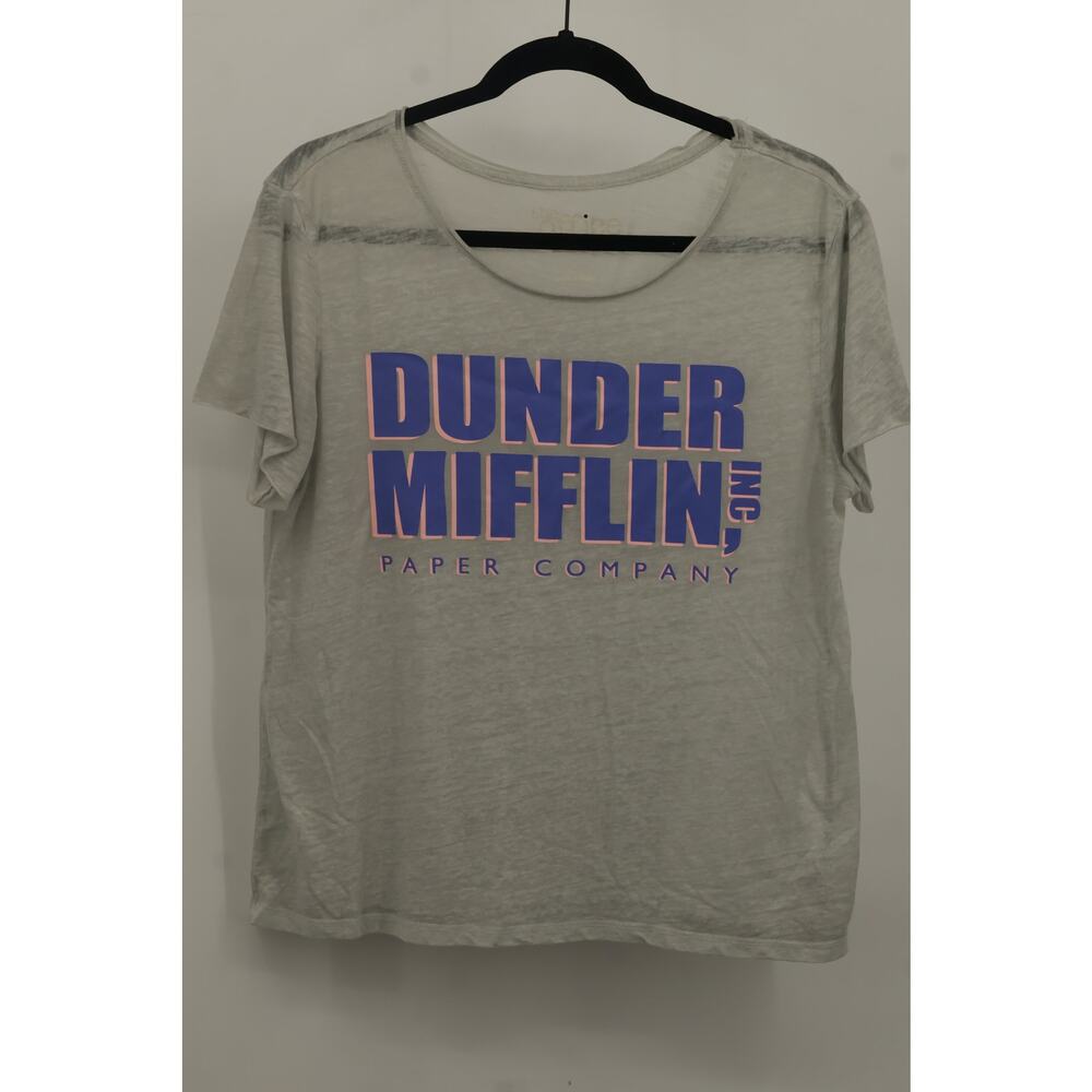 The Office Women's Dunder Mifflin Paper Company T-Shirt Short Sleeve Size M Gray